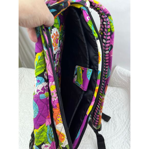 Vera Bradly Pink/Green Va Va Bloom Floral Pattern Backpack School Travel Roomy - Picture 8 of 14